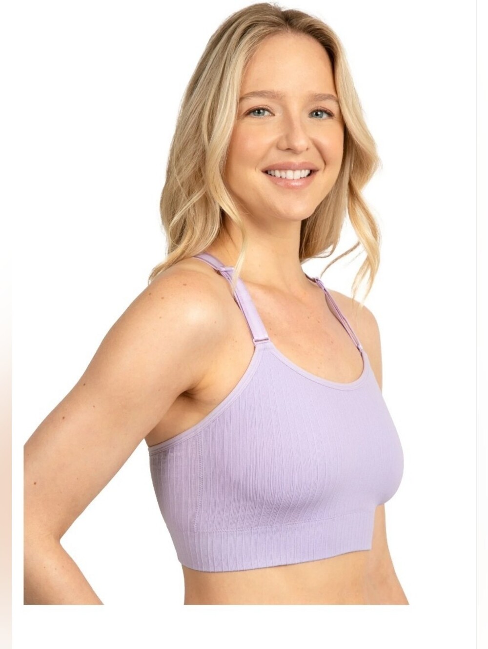 Fruit Of The Loom Seamless Strappy Back Longline Bras, Lilac/Grey, XXL - Picture 5 of 8